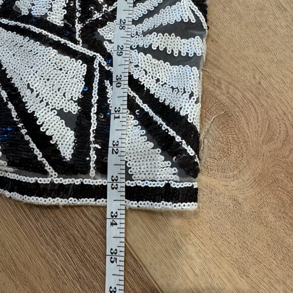 NYE Shoshanna Black & White Sequin Geometric Mini Dress – Size 0 - Picture 5 of 7